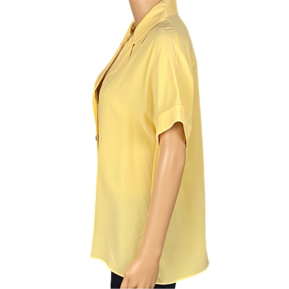 LAFAYETTE 148 100% Silk button down collared short sleeve blouse Medium EUC - Picture 6 of 13